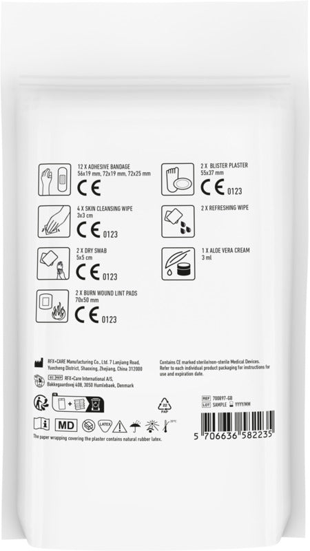 Travel PLUS First Aid Kit in White Kraft Pouch