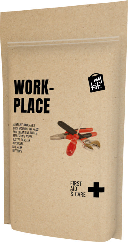 Work Place First Aid Kit in Kraft Brown Pouch