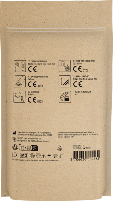 Bites & Stings First Aid Kit in Kraft Brown Pouch