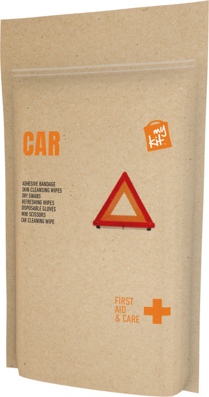 Car First Aid Kit in Kraft Brown Pouch
