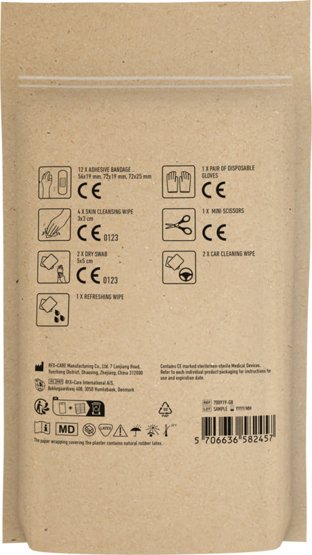 Car First Aid Kit in Kraft Brown Pouch