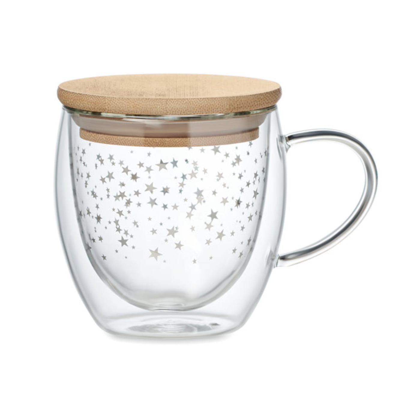 Double wall borosilicate mug with stars design