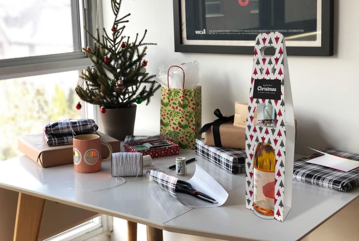 Personalised Corporate Christmas Wine Bottle Carriers