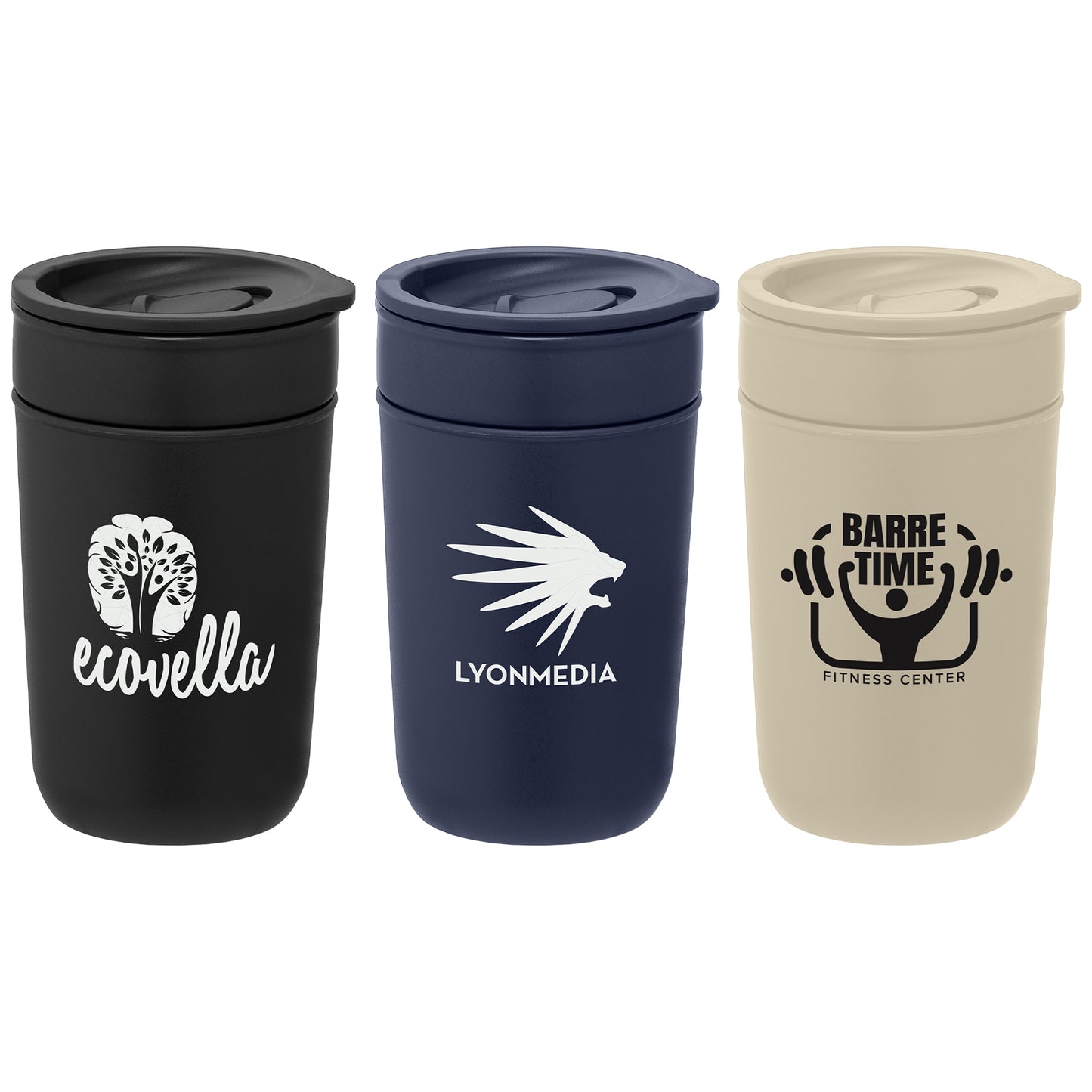 Ceramic Tumbler with Recycled Plastic Exterior & Lid