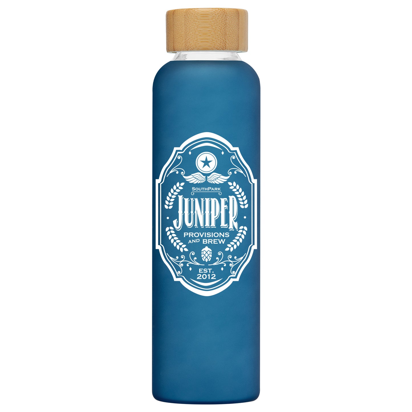 Frosted Glass Water Bottle with Bamboo Lid