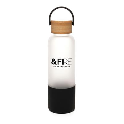 Frosted 500ml Bottle with Bamboo Lid
