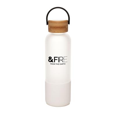 Frosted 500ml Bottle with Bamboo Lid