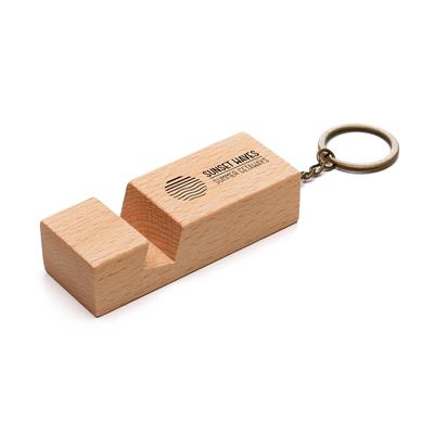 Beech Wood Phone Stand Keyring