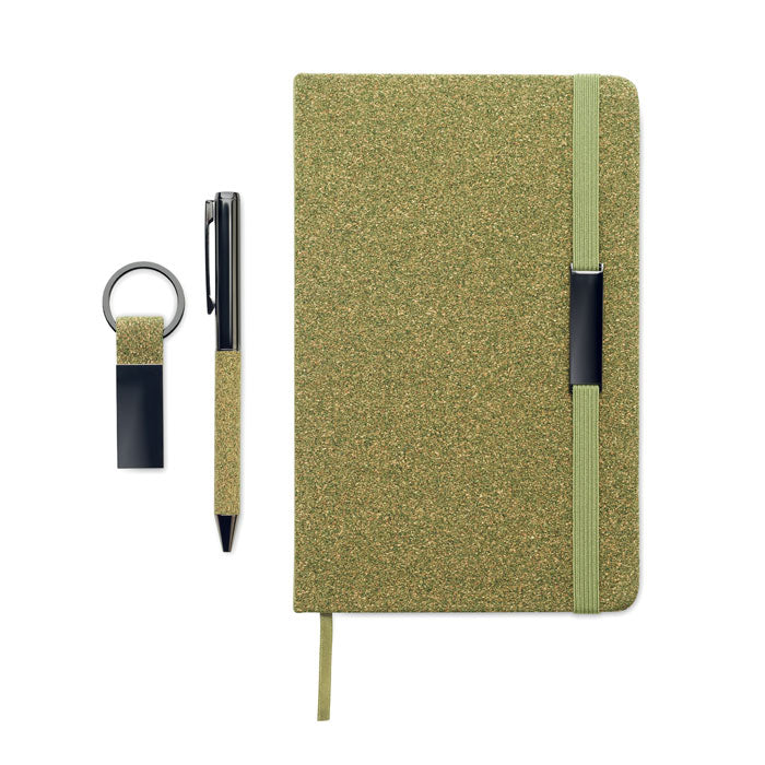 Hard Cover Notebook pen and Keyring Set