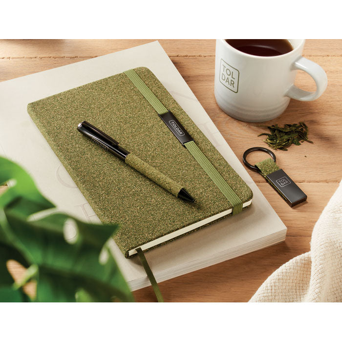 Hard Cover Notebook pen and Keyring Set