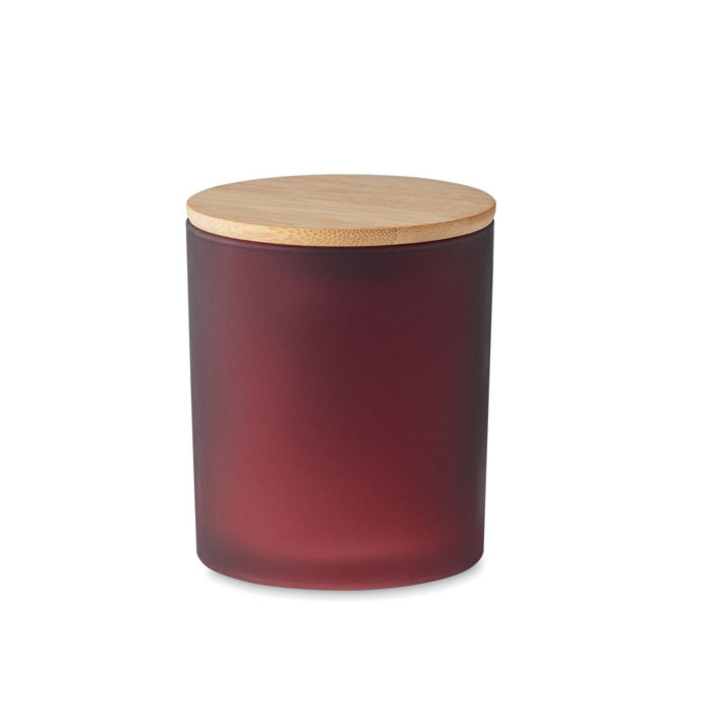 Bamboo Lid Candle in a frosted glass