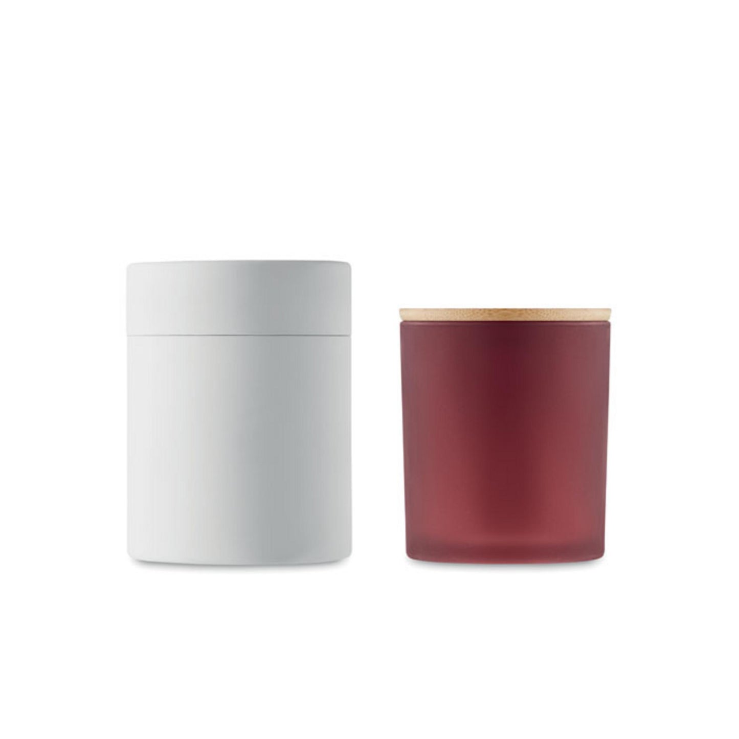 Bamboo Lid Candle in a frosted glass