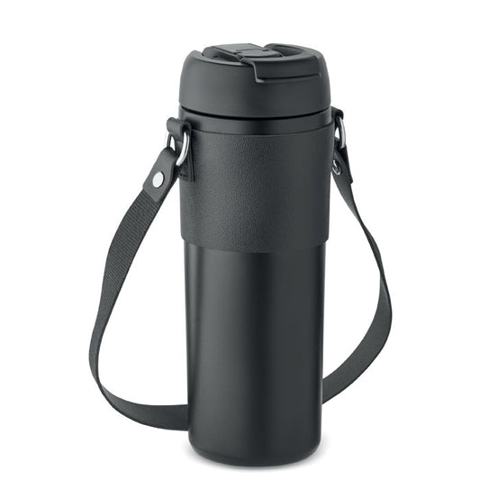 Powder Coated Tumbler with Carry Strap