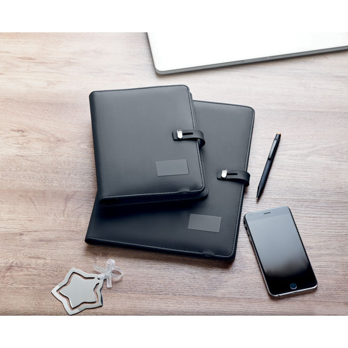 Linen Pu Conference Folder with Built in Wireless Charger