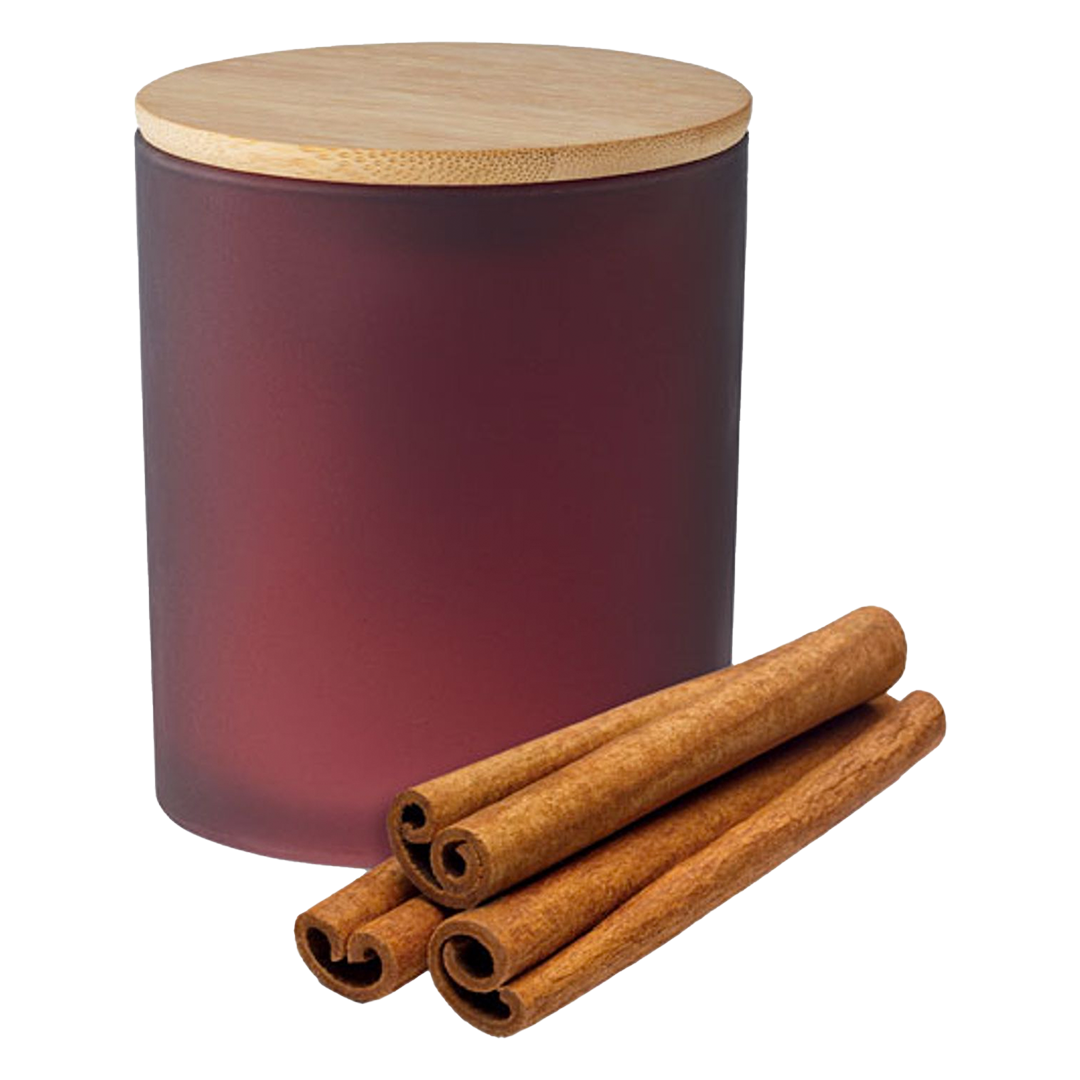 Bamboo Lid Candle in a frosted glass