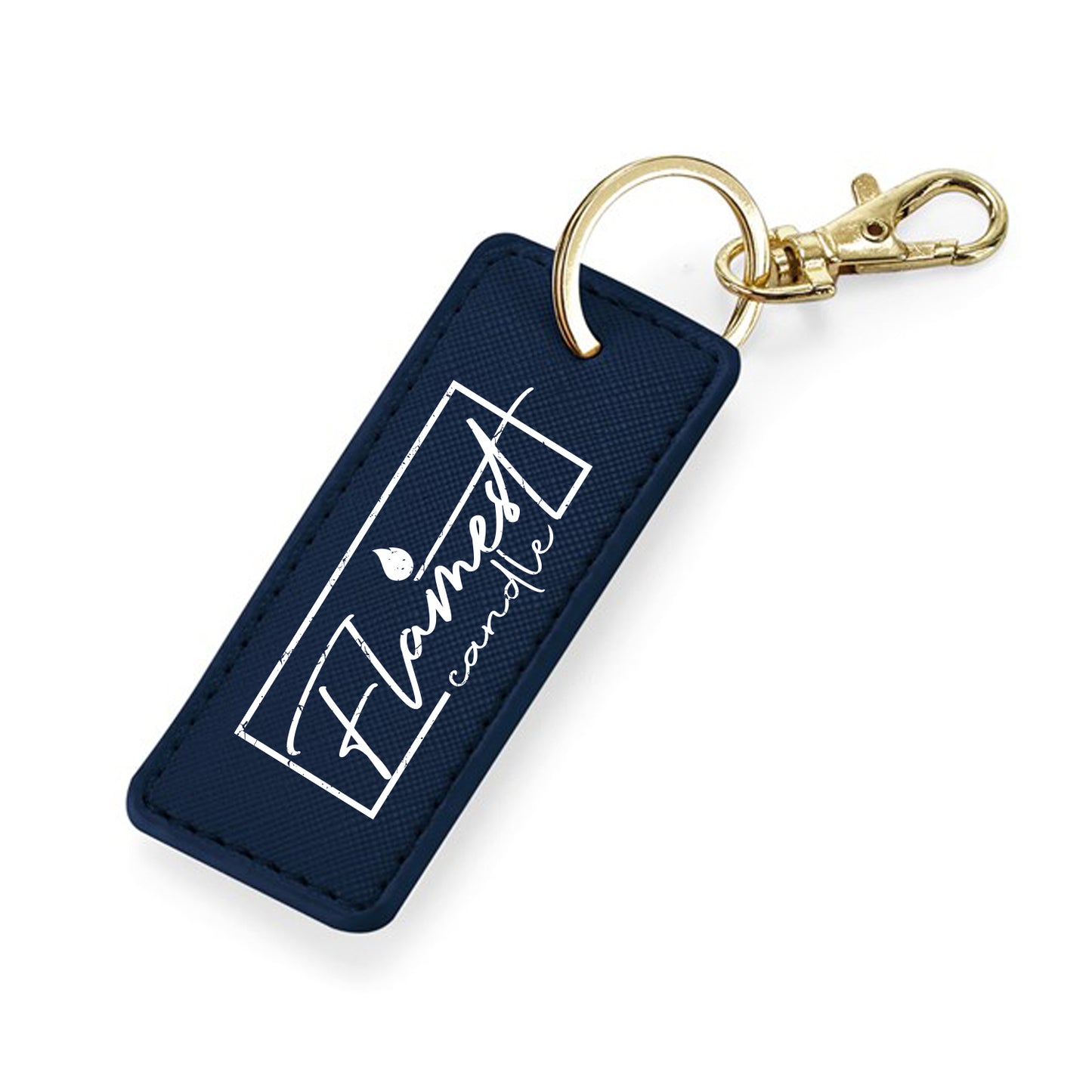 PU Leather Branded Tab Bag Charm Keyring