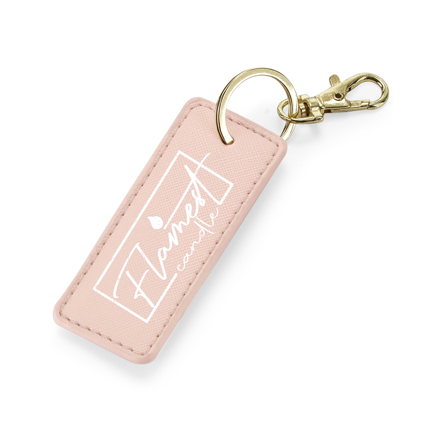 PU Leather Branded Tab Bag Charm Keyring