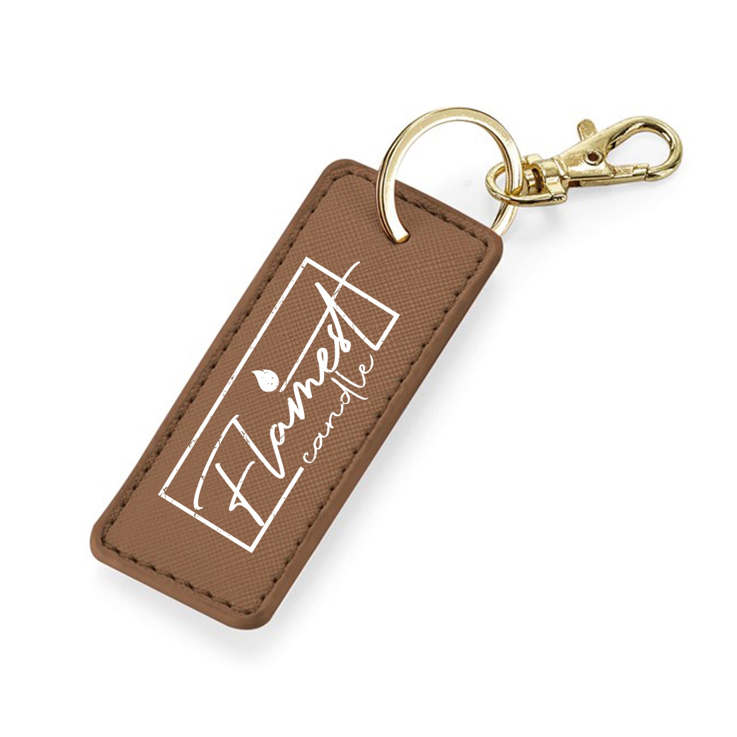PU Leather Branded Tab Bag Charm Keyring