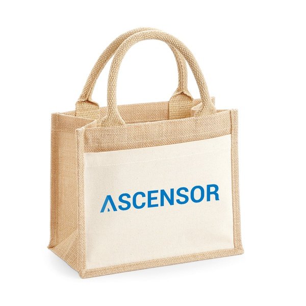 Jute Medium Bag with Cotton Front