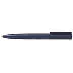 Branded Retractable Aluminium Pen with Rubberised Barrel in Navy Blue