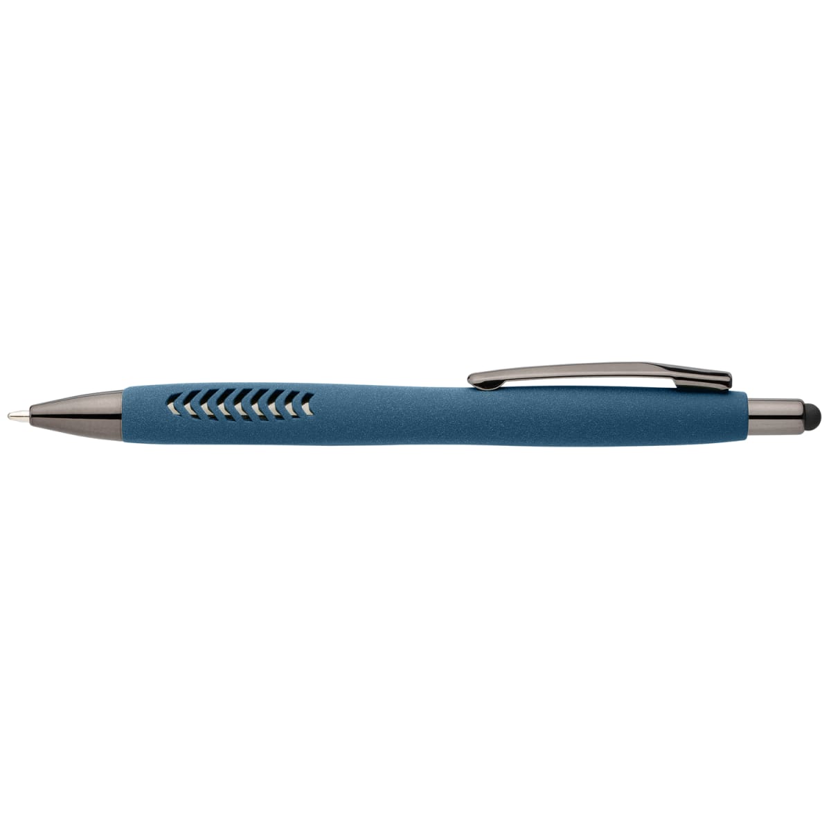 Branded Recycled Plastic Stone Finish Stylus Pen in Navy Blue