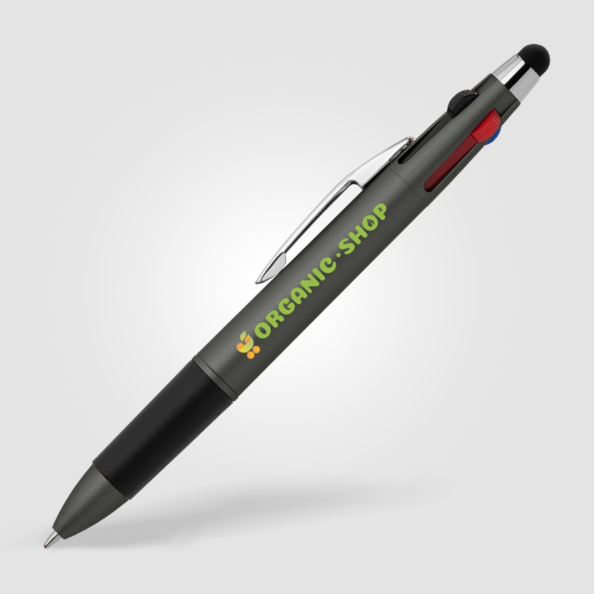 Branded Four-Colour Multi-Ink Pen with Stylus