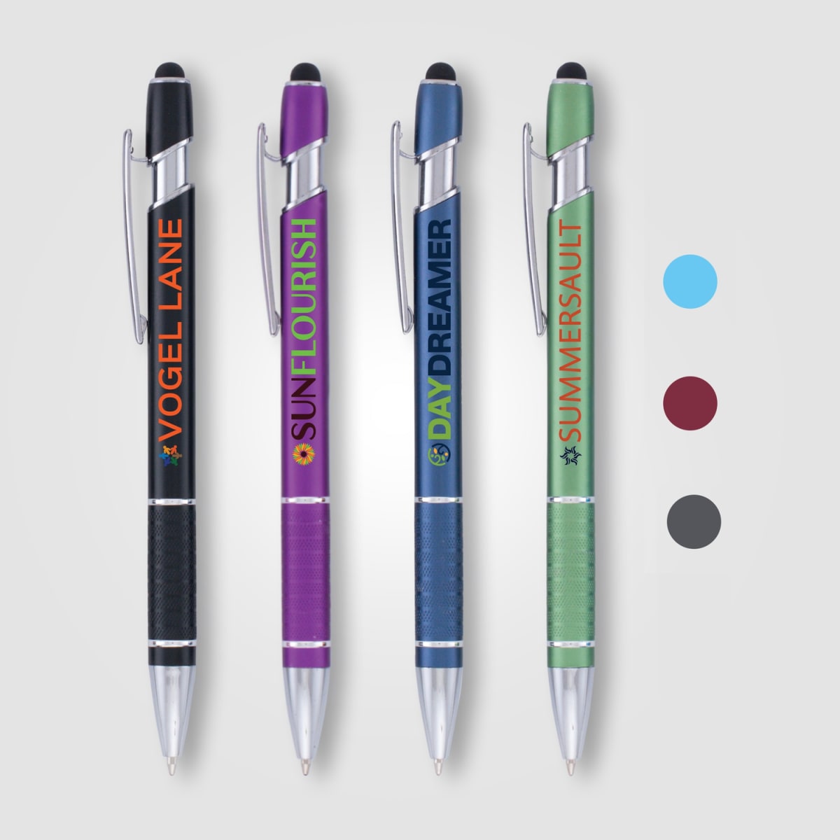 Branded Matte Metal Stylus Pen with Textured Grip