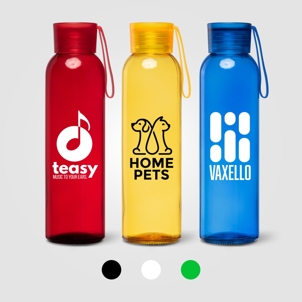 Branded Painted Glass Bottle with Silicone Strap