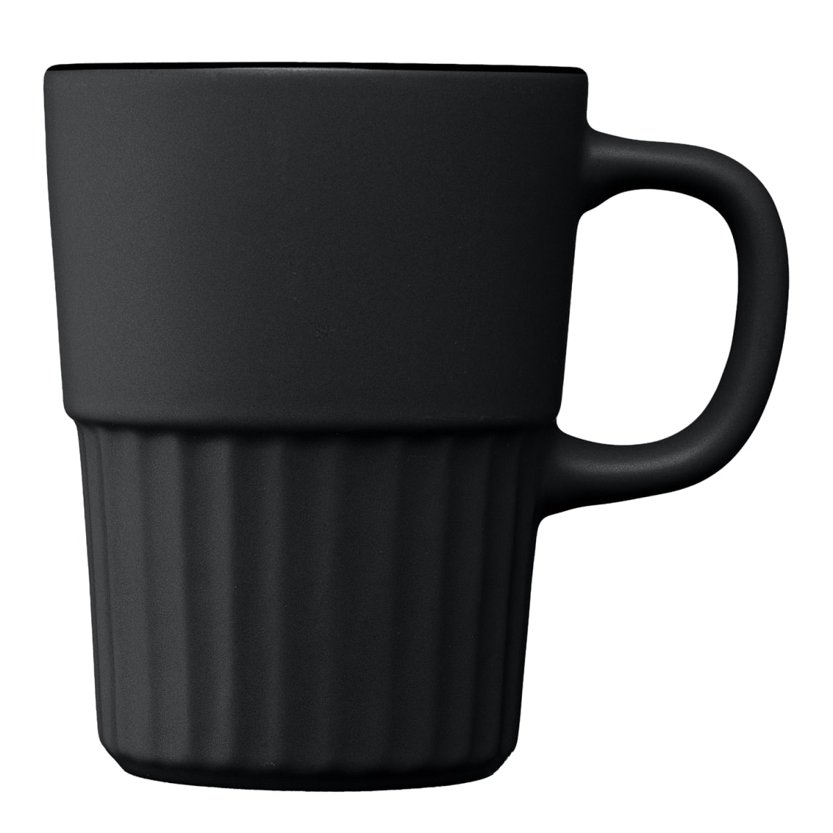 Branded Matte Fluted Ceramic Mug 445 ml in Black