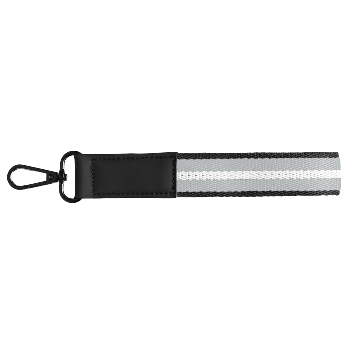Branded rPET Woven Wrist Strap Keyring with Snap Trigger in Gray