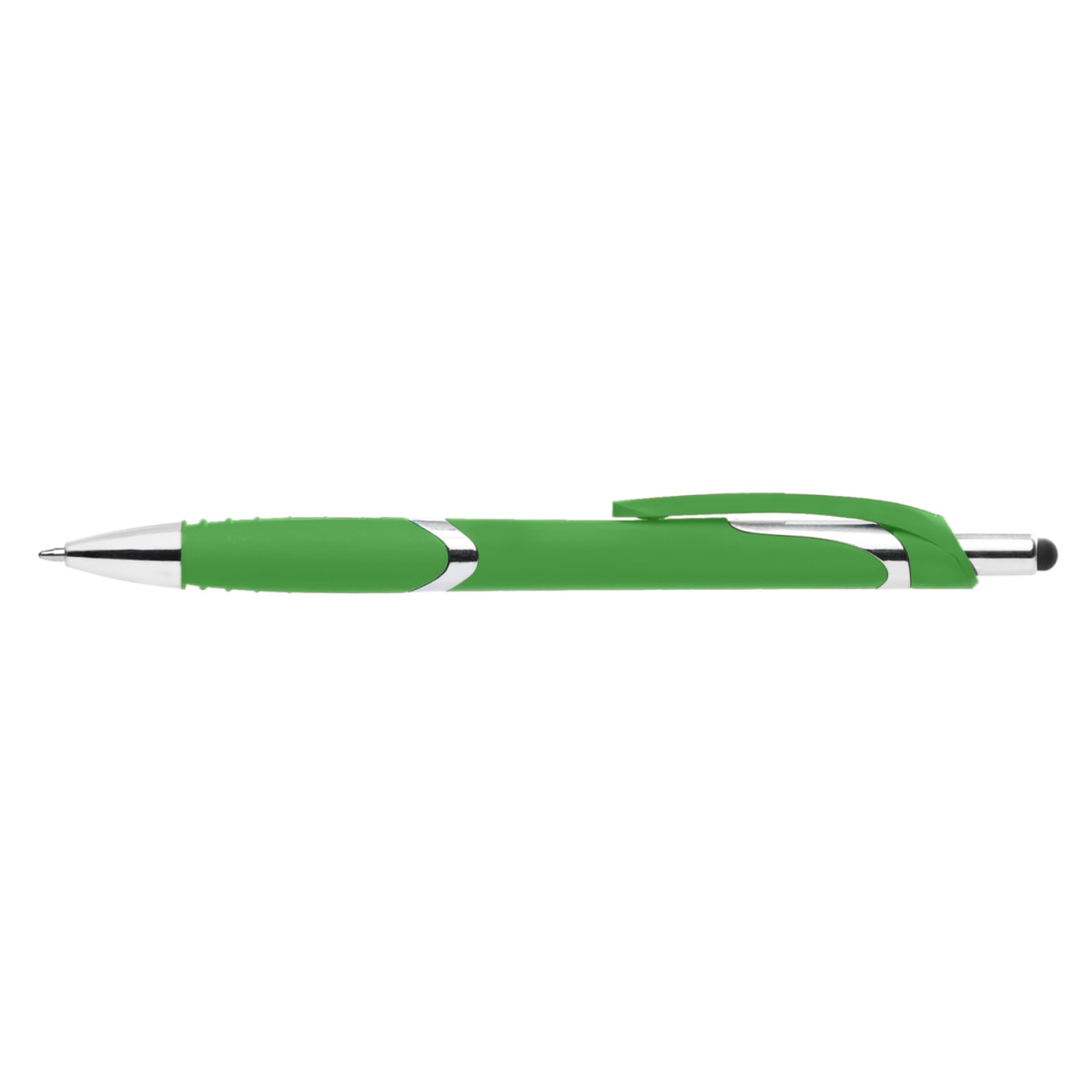 Branded Soft-Touch Click Pen with Stylus in Green
