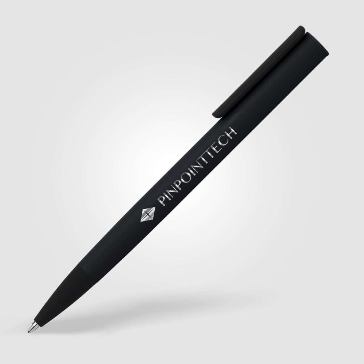 Branded Black Metal Ballpoint Pen with Mirror Engraving