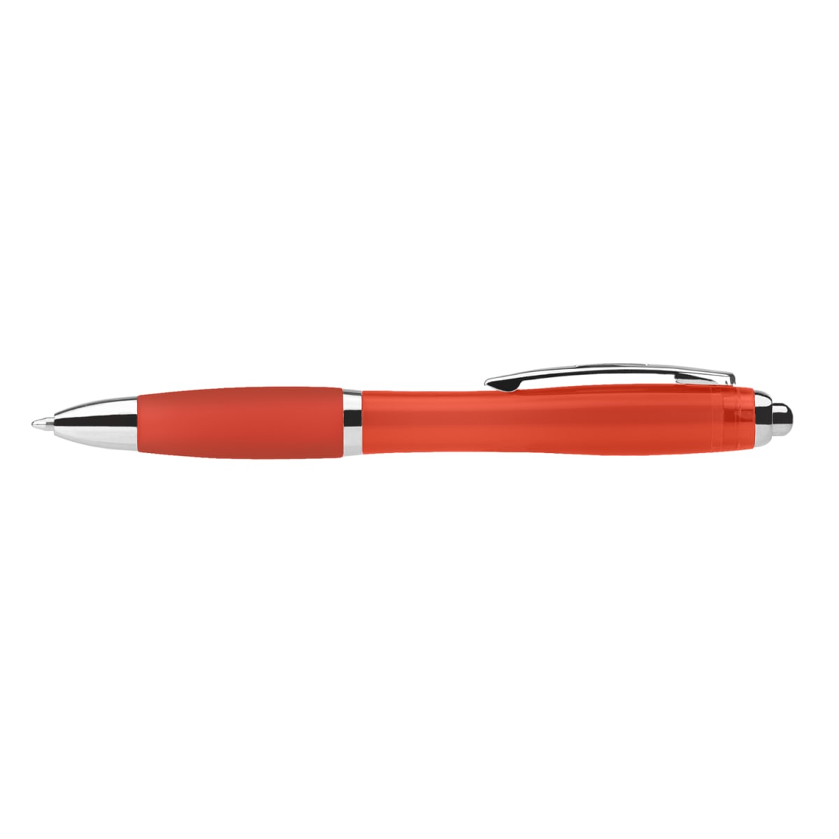 Branded Jewel Tone Ballpoint Pen with Coloured Grip in Red