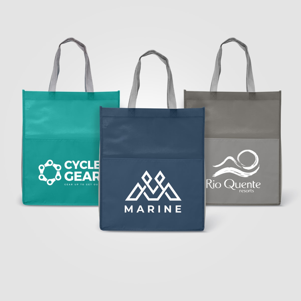Branded Non-Woven rPET Shopper Tote with Front Pocket