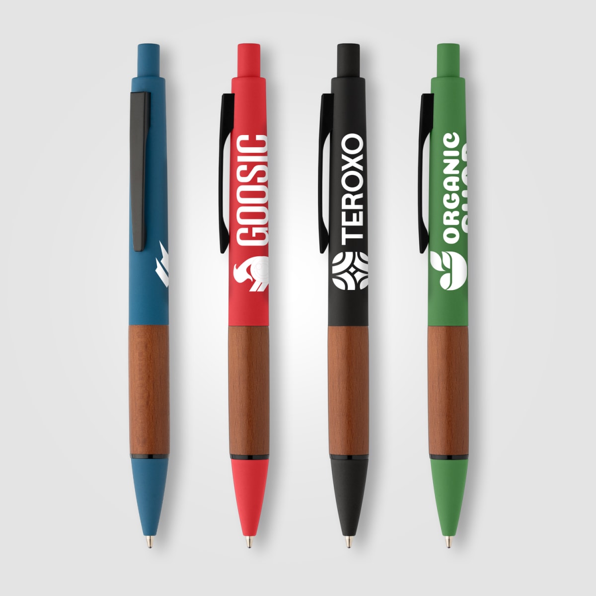 Branded Recycled Plastic Pen with FSC Wood Grip