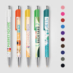 Branded Slimline Chrome Click Pen with Colour Clip