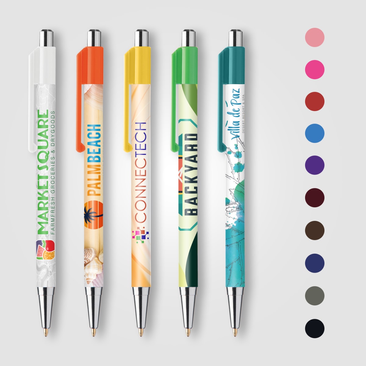 Branded Slimline Chrome Click Pen with Colour Clip