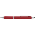 Branded Retractable Gel Pen with Stylus and Chrome Trim in Red