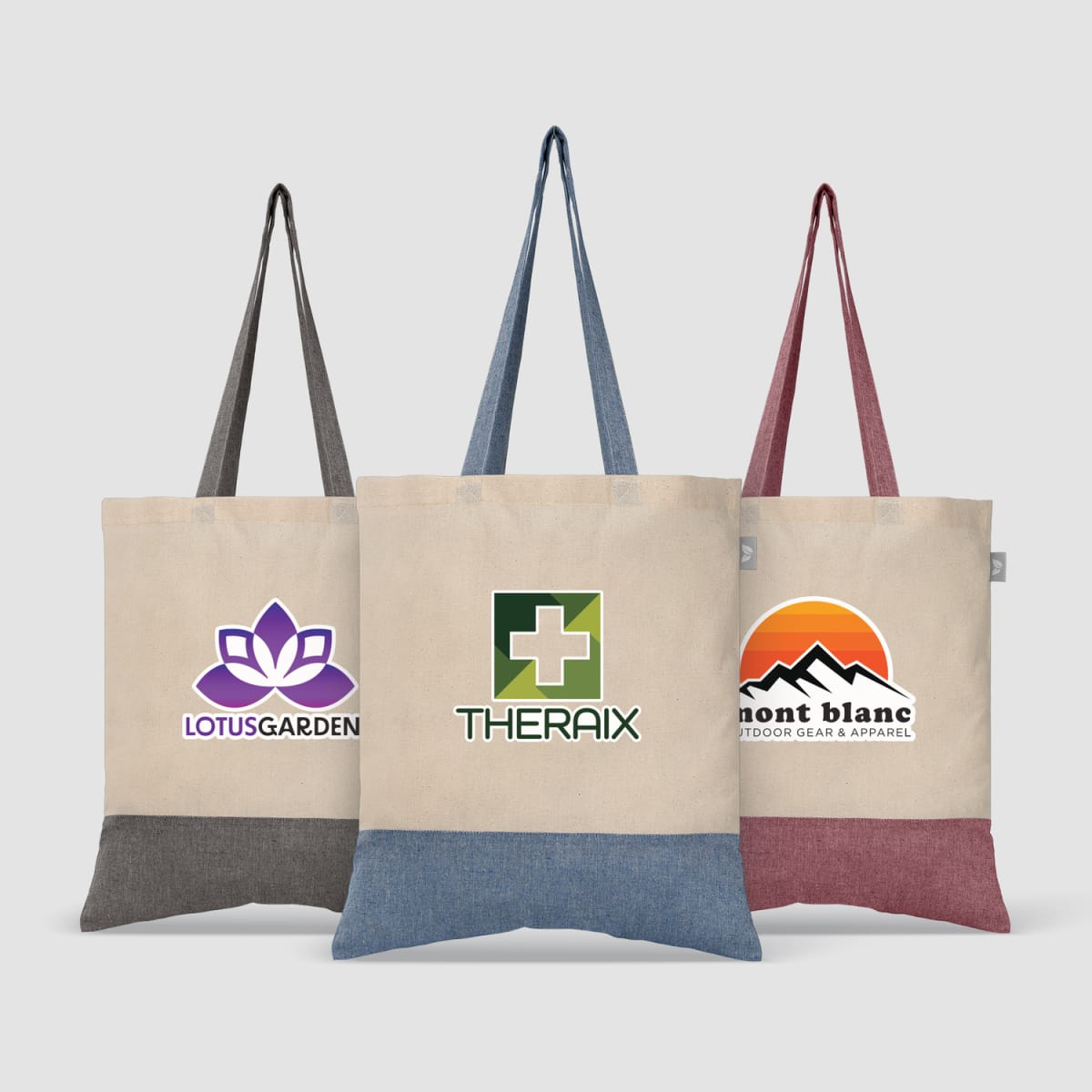Branded 5oz Two-Tone Recycled Cotton Tote Bag