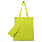 Branded Recycled Foldable Tote Bag with Pouch in Lime Green