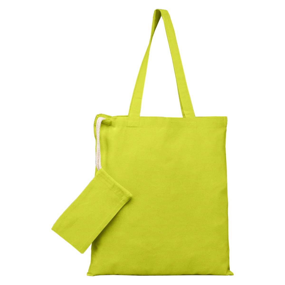 Branded Recycled Foldable Tote Bag with Pouch in Lime Green