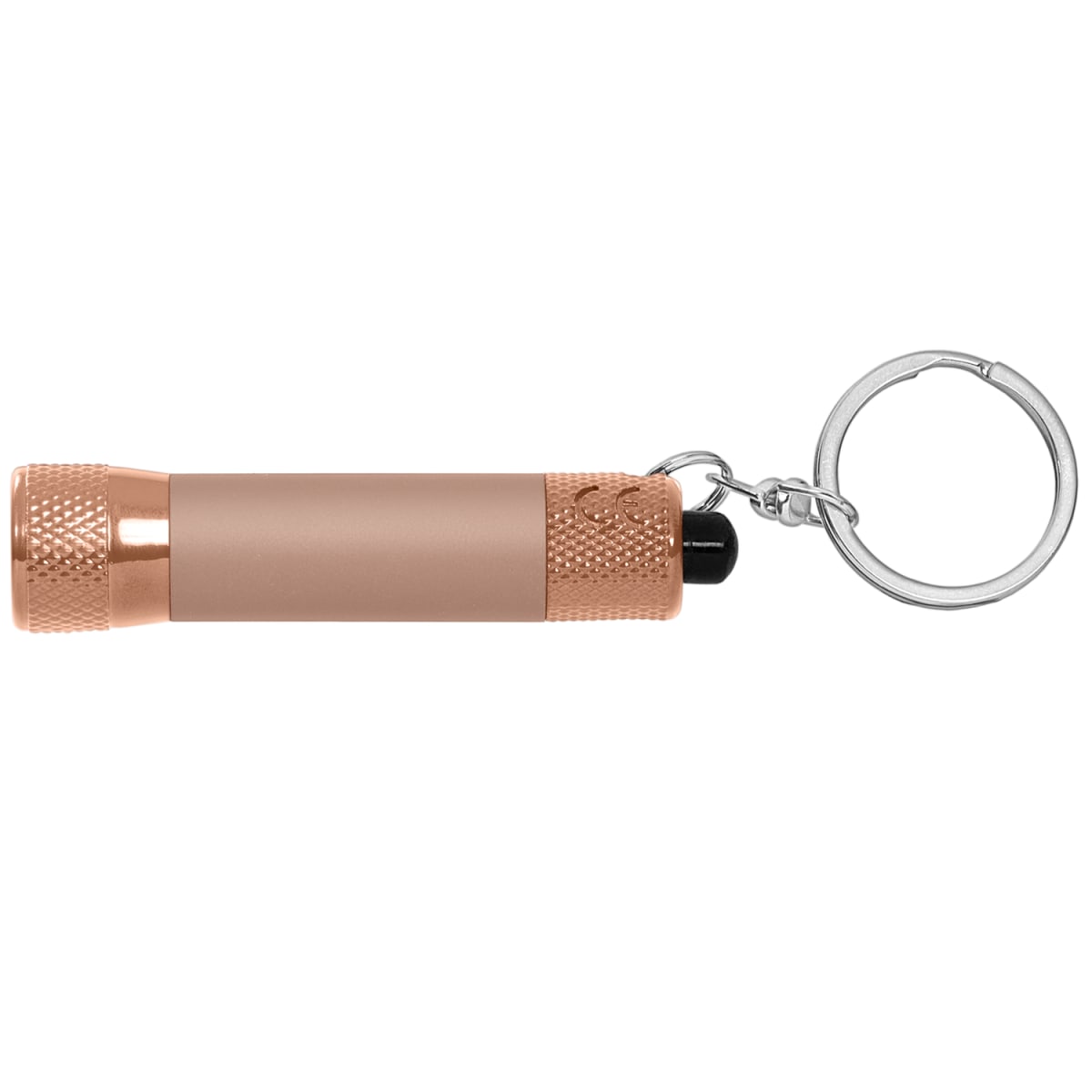 Branded Soft-Touch 3 LED Torch Keyring in Rose Gold