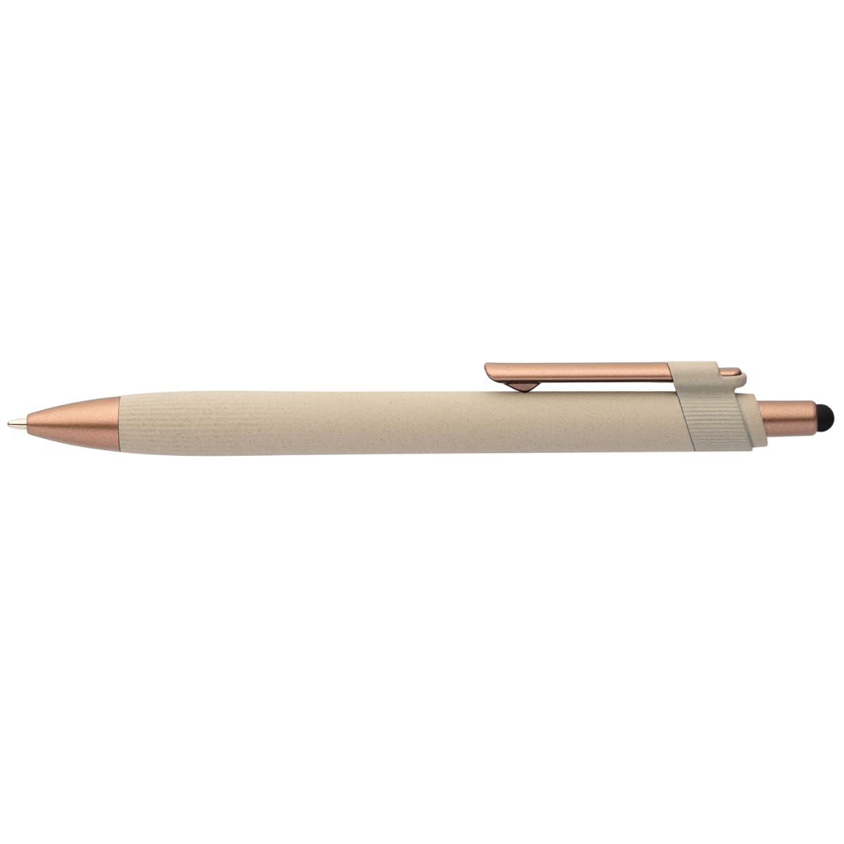 Branded Recycled Plastic Stylus Pen with Bronze Trim in Dune