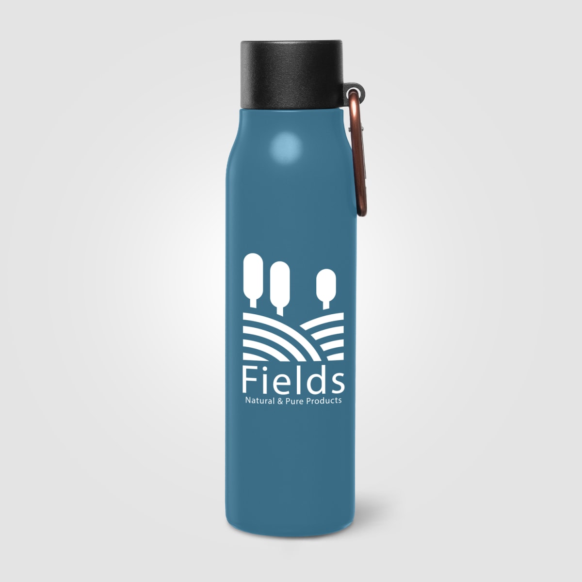 Branded Recycled Steel Vacuum Bottle with Carabiner - 550ml