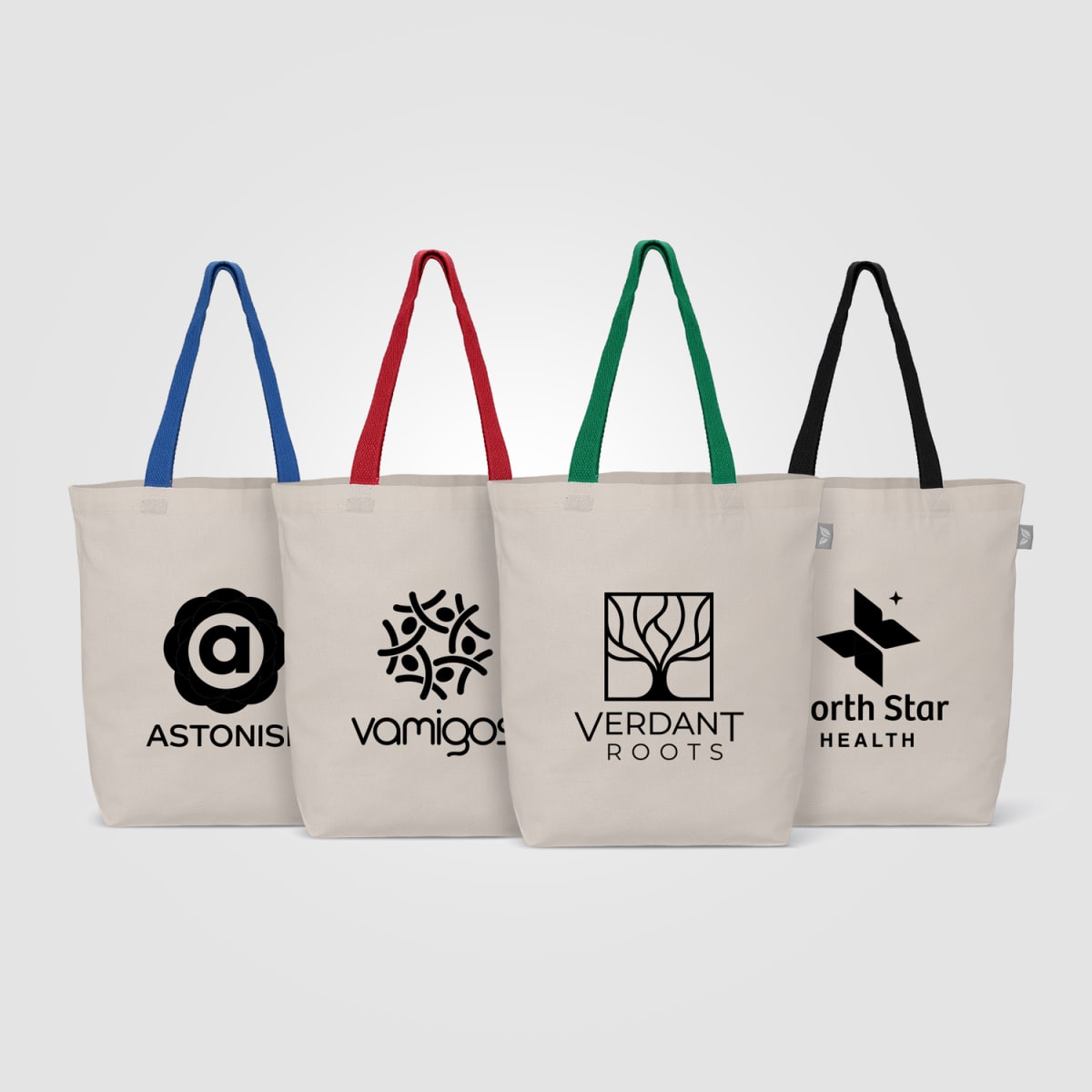 Branded Recycled Cotton Tote Bag with Coloured Handles