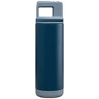 Branded Steel Flip Straw Bottle with Triple Wall Insulation in Midnight Blue