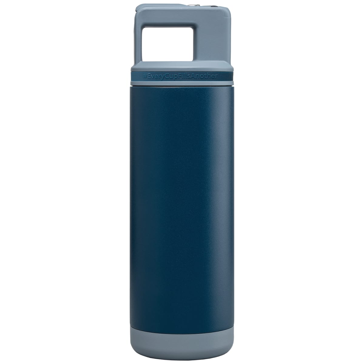 Branded Steel Flip Straw Bottle with Triple Wall Insulation in Midnight Blue