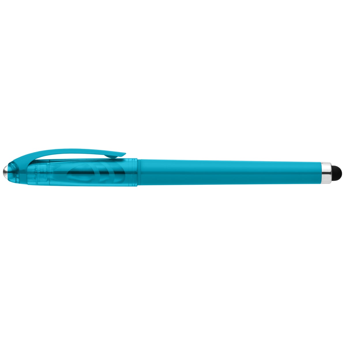 Branded Recycled Plastic Fidget Ball Stylus Gel Pen in Light Blue