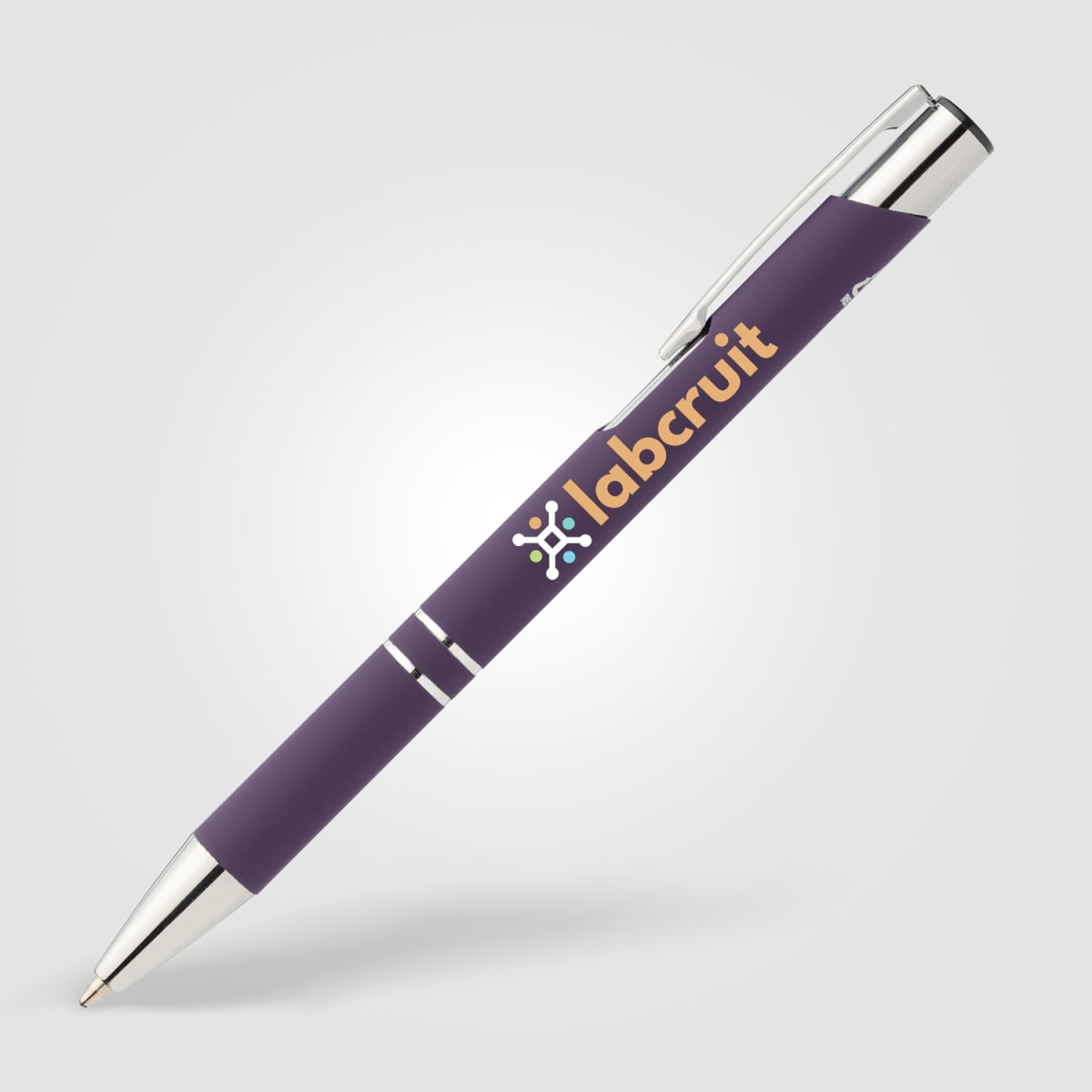 Branded Recycled Aluminium Soft-Touch Pen with Chrome Trim