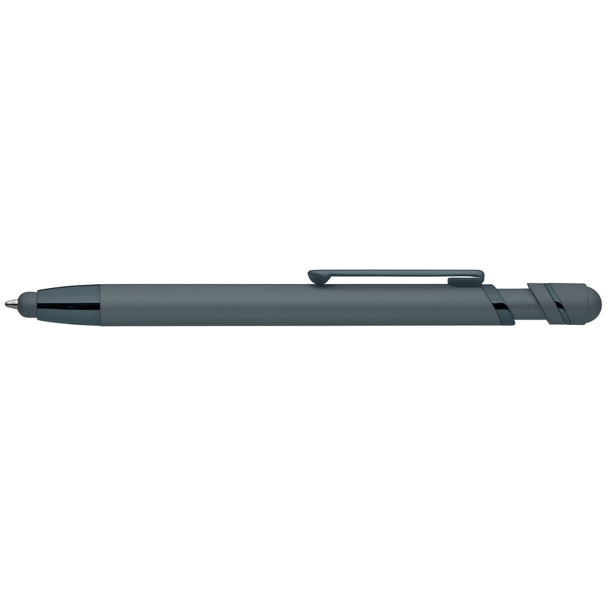Branded Soft-Touch Metal Pen with Stylus in Steel Blue